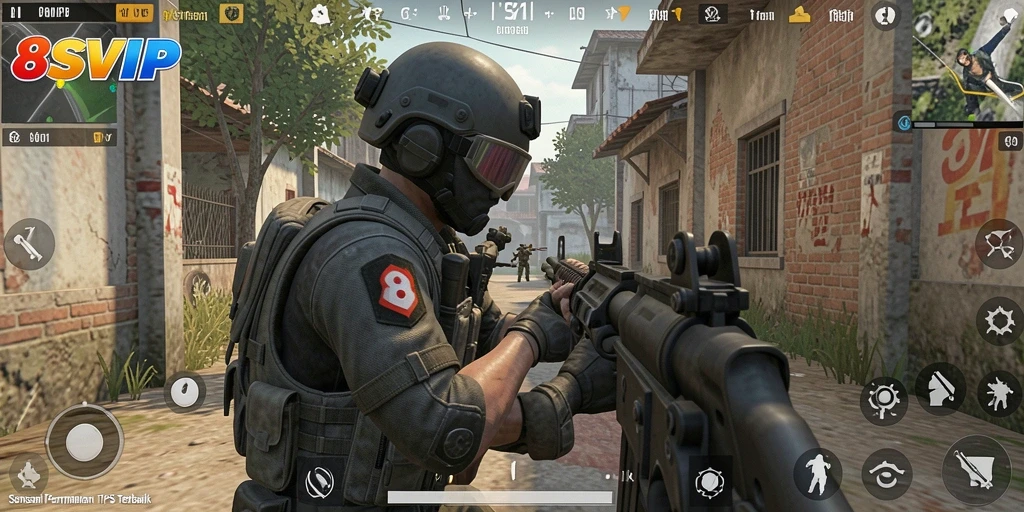 Tangkapan layar gameplay intens 8SVIP dalam pertempuran TPS.