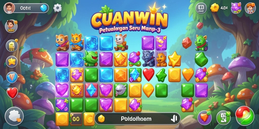 Screenshot gameplay CUANWIN yang menampilkan keseruan mencocokkan permata.