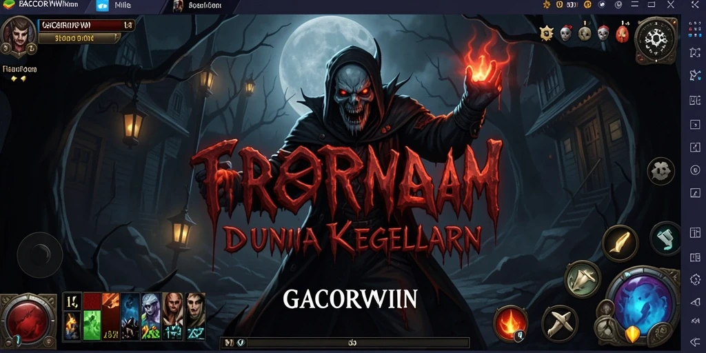 Tangkapan layar menunjukkan suasana menyeramkan dalam gameplay GACORWIN.