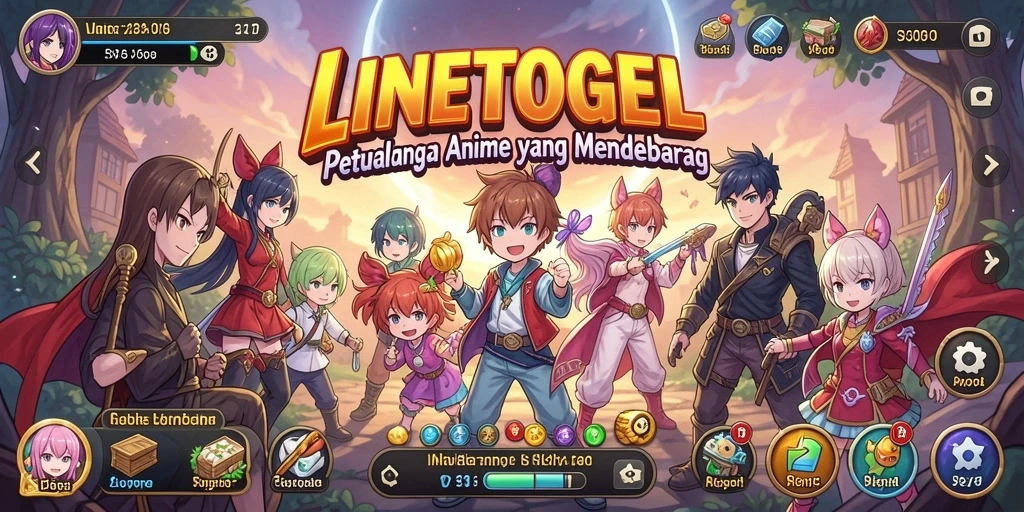 Screenshot gameplay LINETOGEL yang menampilkan karakter anime menarik.