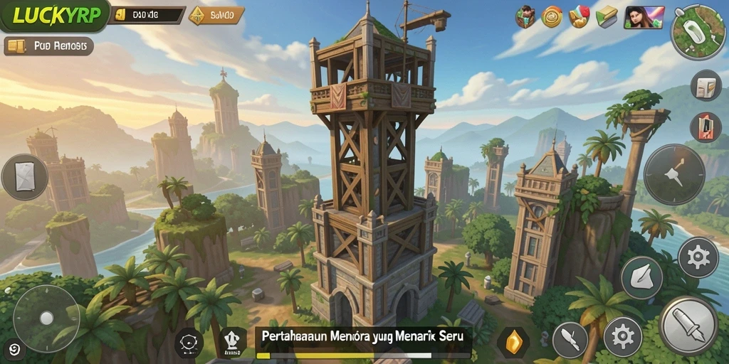 Tampilan gameplay yang menegangkan di LUCKYRP dengan strategi Tower Defense yang mendebarkan.