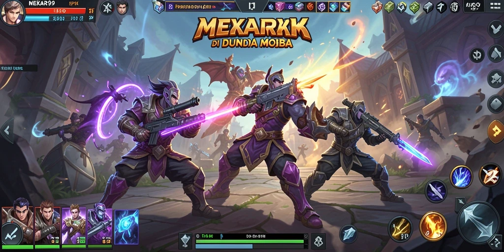 Screenshot dari gameplay <strong>MEKAR99</strong> menunjukkan pertarungan tim yang intens.