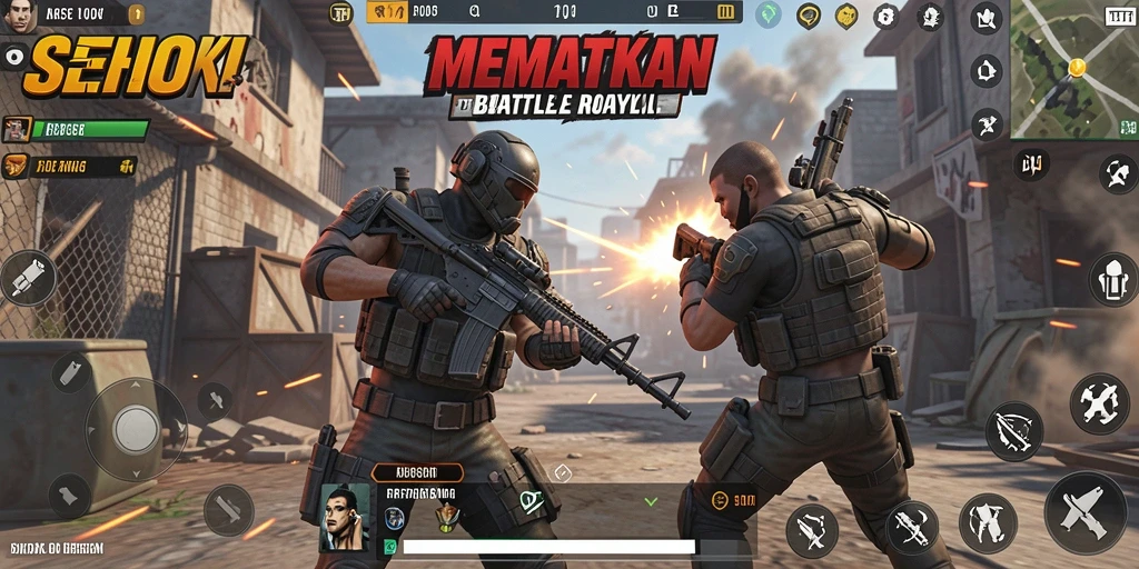 Tampilan gameplay SEHOKI yang mendebarkan di arena Battle Royale.