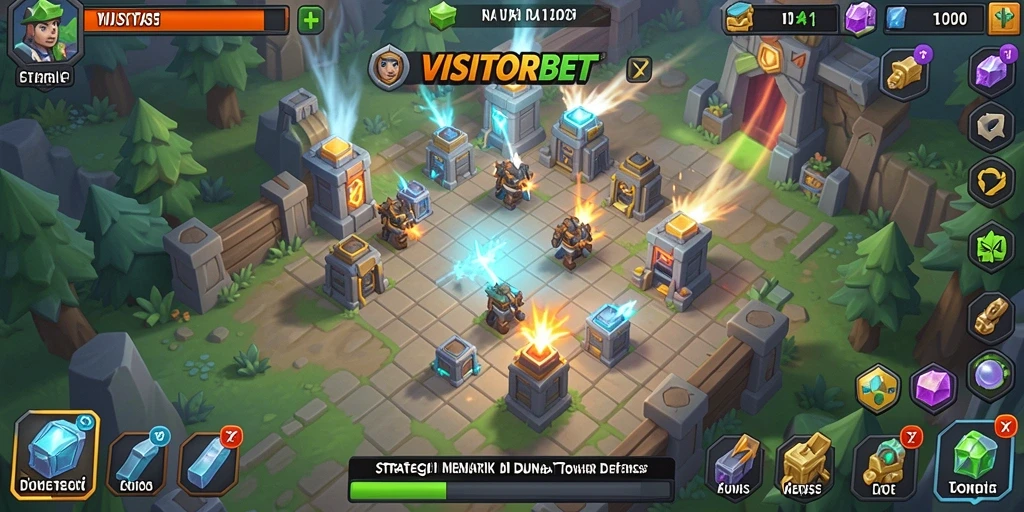 Tangkapan layar gameplay <strong>VISITORBET</strong> menunjukkan aksi menegangkan dalam Tower Defense.